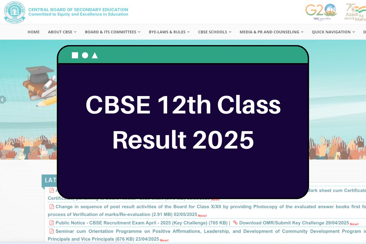 CBSE 12th Result 2025: cbse.gov.in Class 12 Arts Commerce Science Marksheet