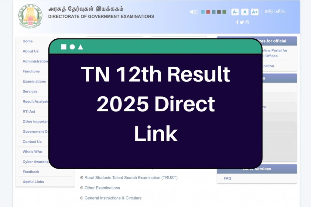 TN 12th Result 2025: tnresults.nic.in HSE Plus Two Marksheet Download